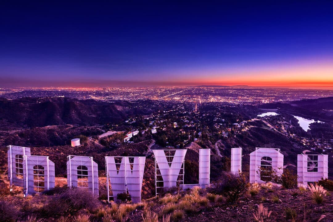 Picture of Curtain Call By Paul Reiffer Hollywood Sign From Behind Los Angeles LA Night