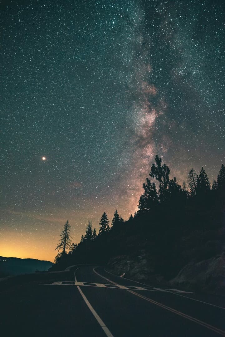 Picture of Yosemine Valley trees under starry night