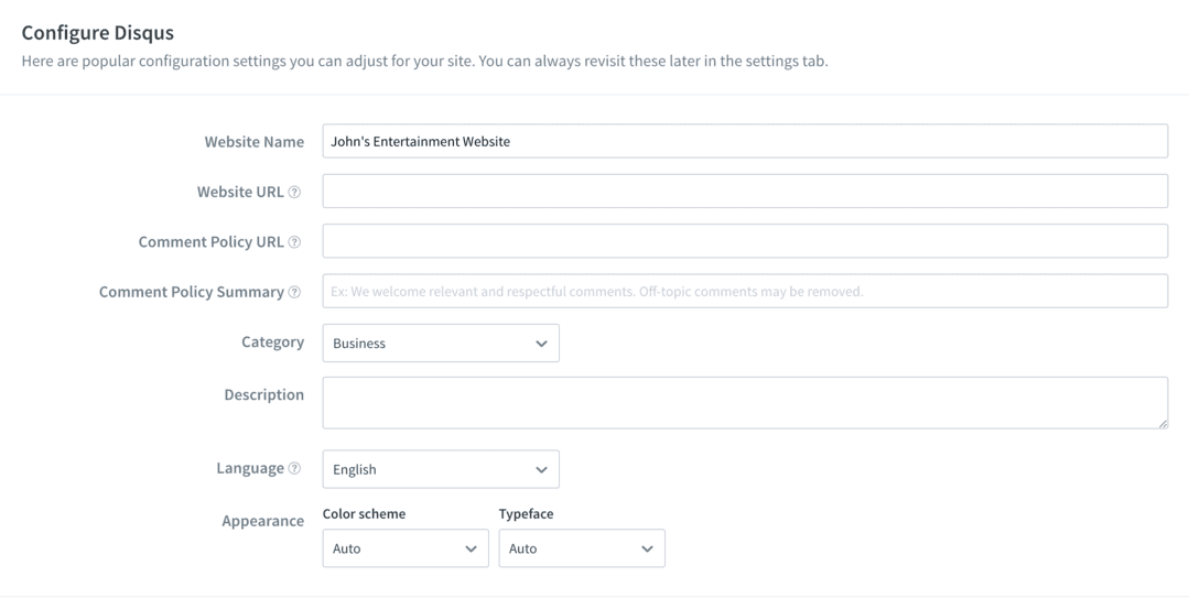 Configure Disqus