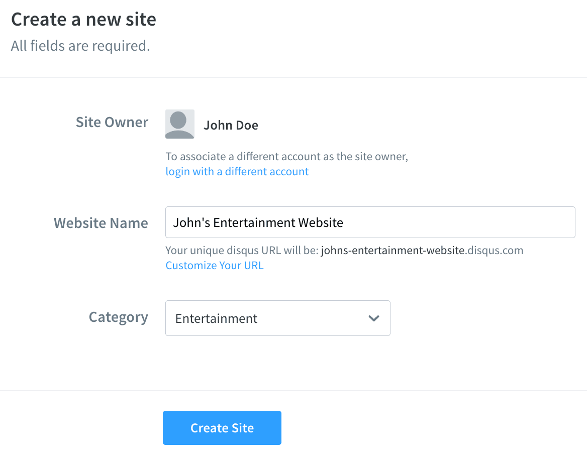 Create a new site