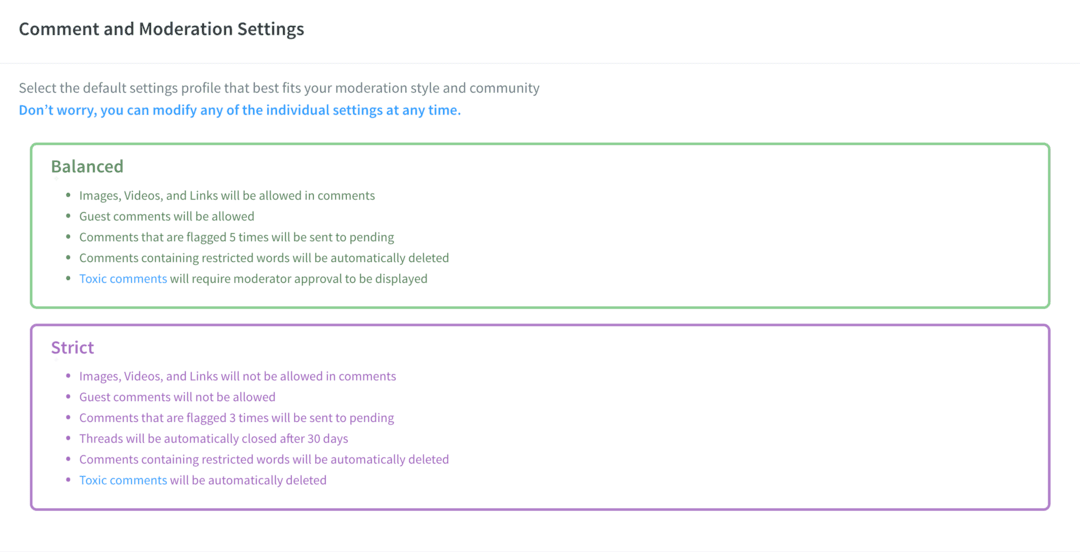 Set up moderation