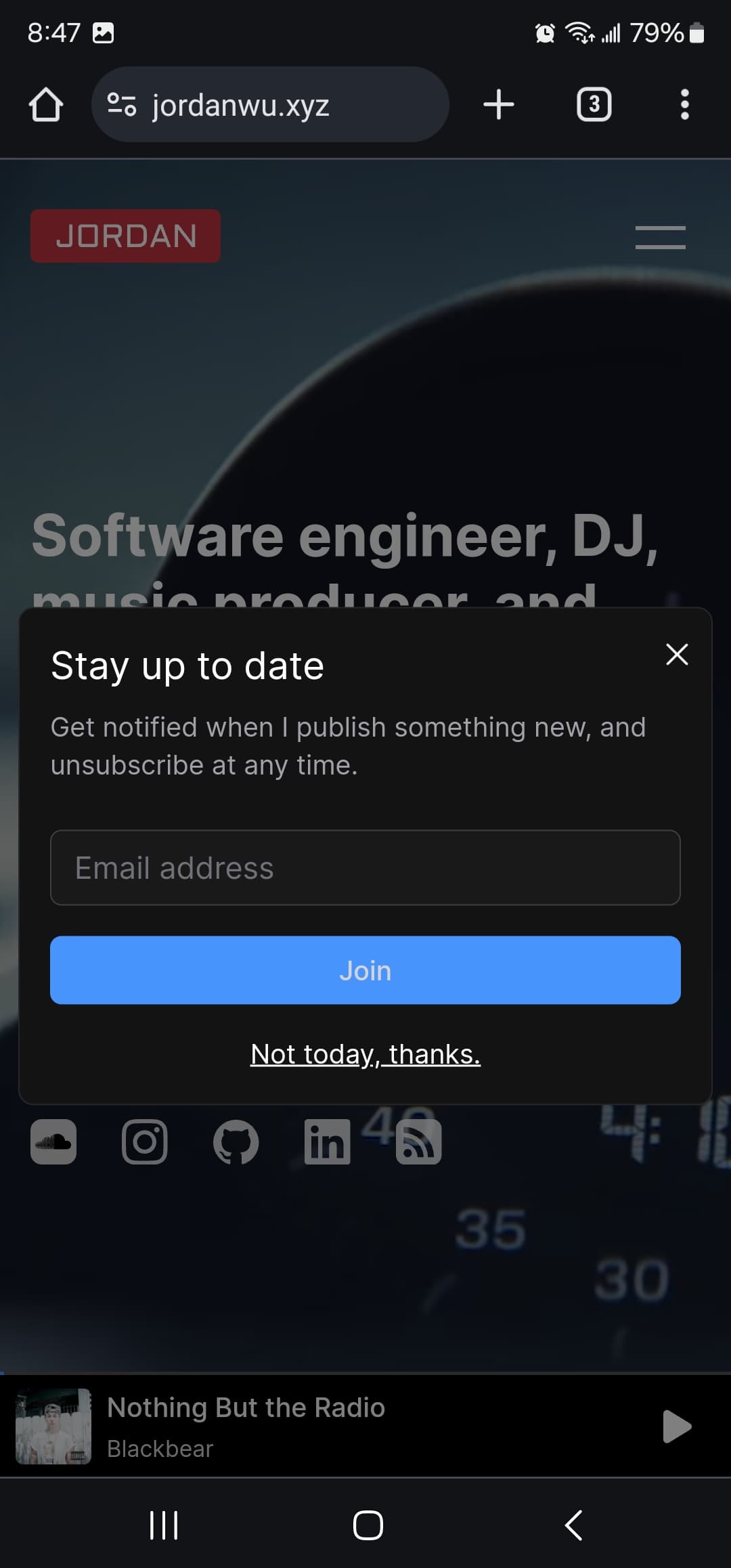 Newsletter Modal on Mobile