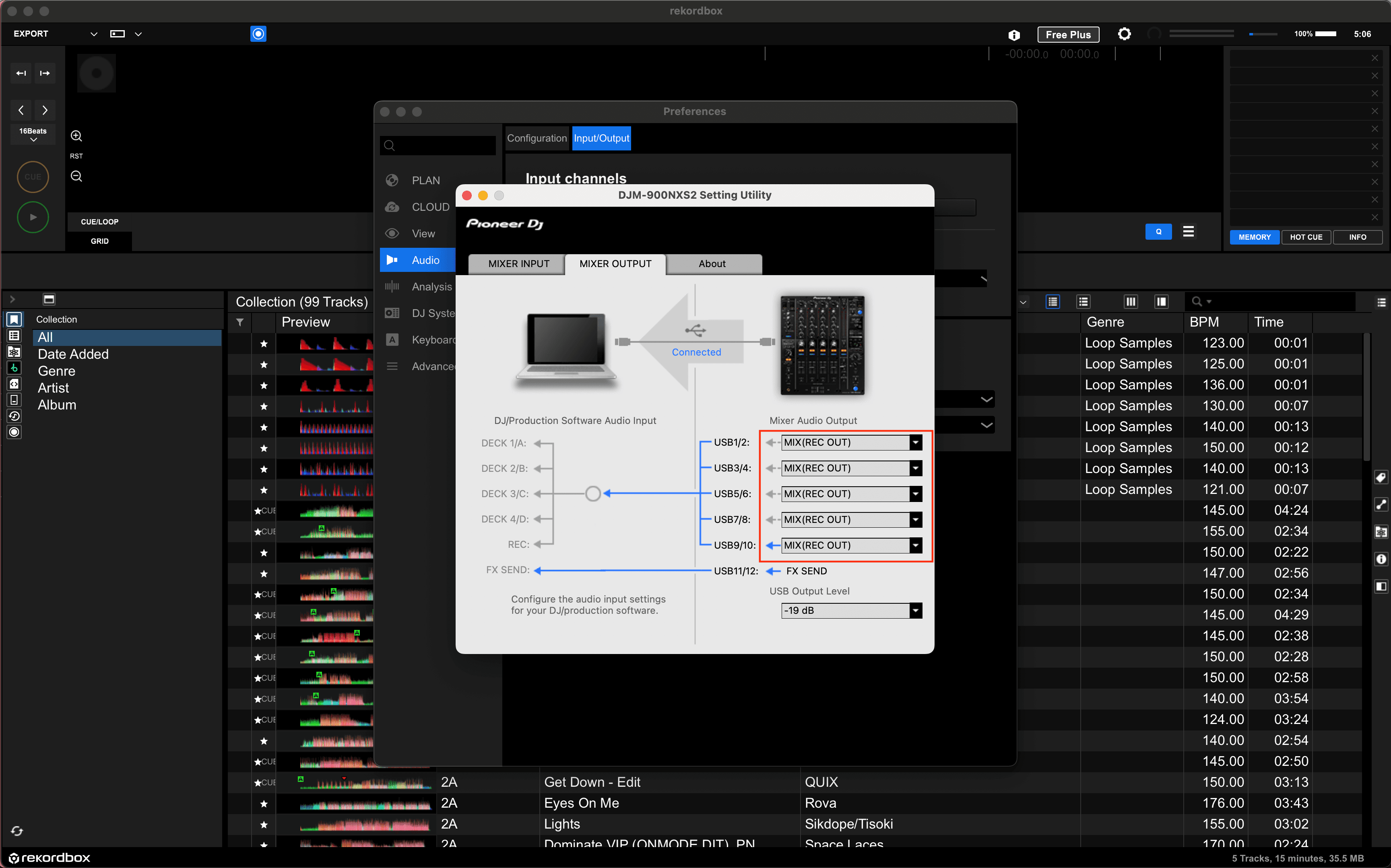 Change Mixer Audio Output in Rekordbox