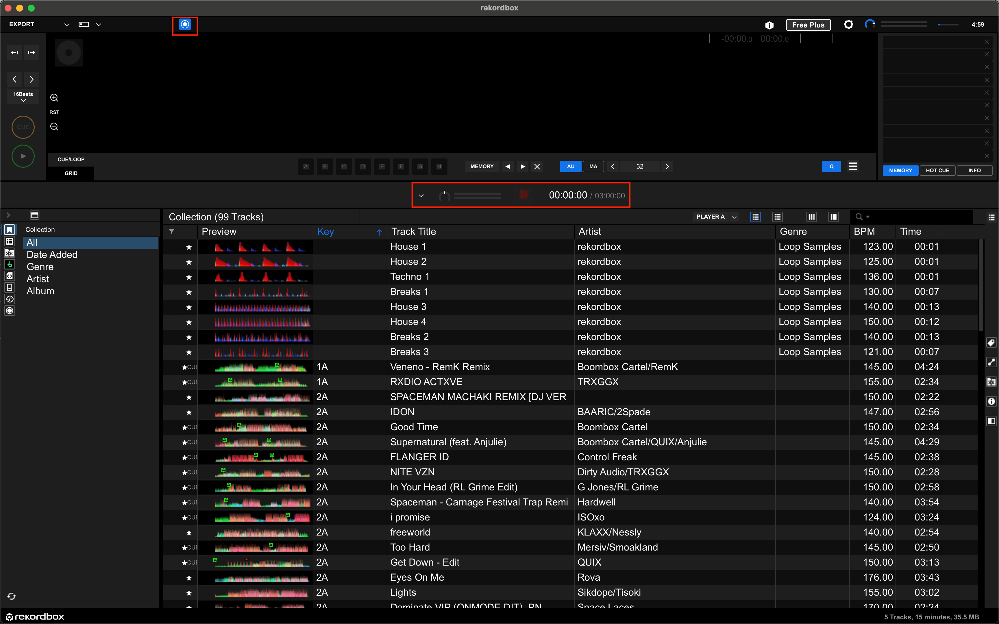 Record Panel Showing in Rekordbox