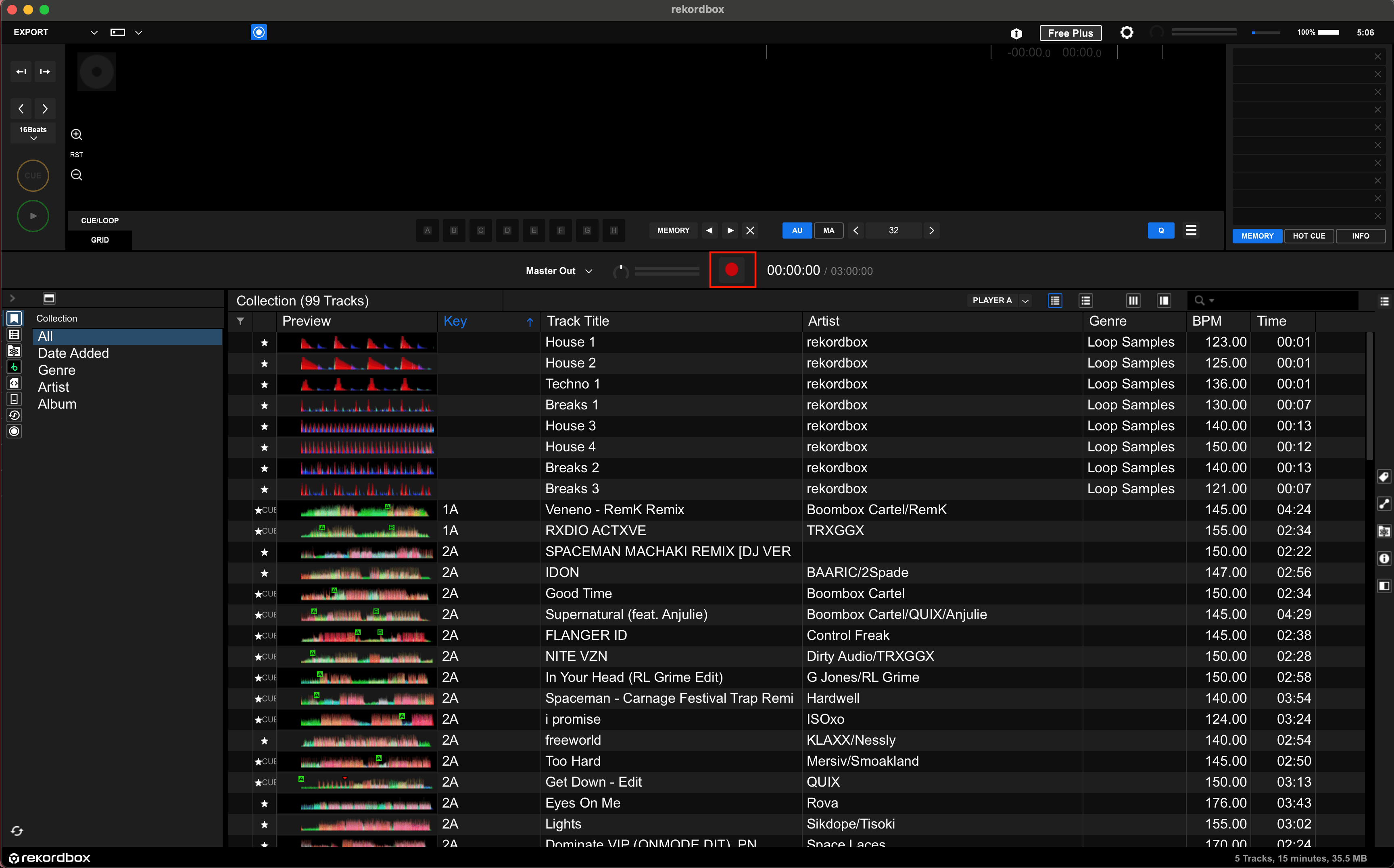 Record in Rekordbox
